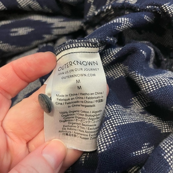 Outerknown Ikat Cropped Wide Leg Jumpsuit Organic Cotton Navy Print Size Medium - Picture 10 of 12